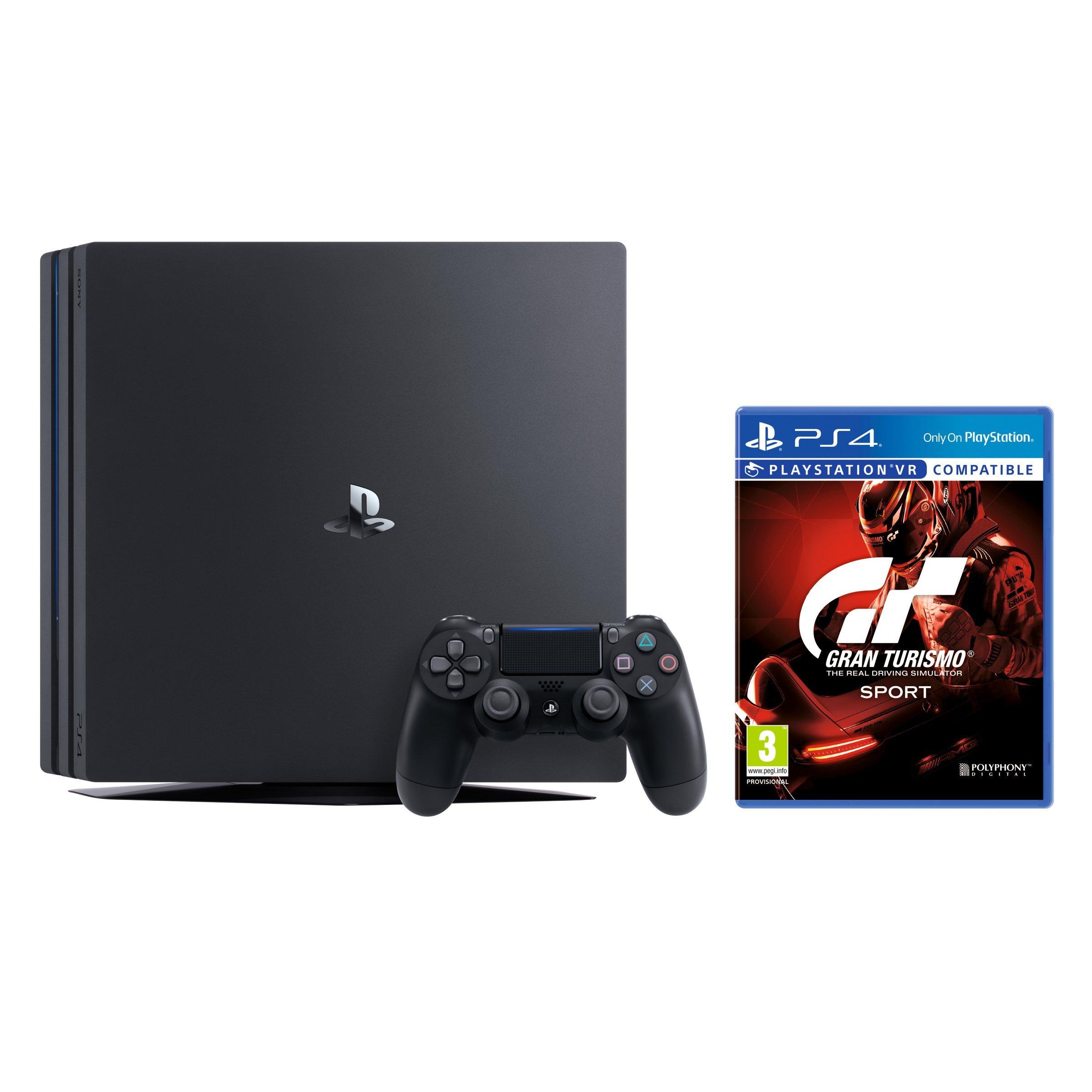 Sony PlayStation 4 Pro Console, 1TB, with DUALSHOCK 4 Controller, Jet Black and Gran Turismo Sport