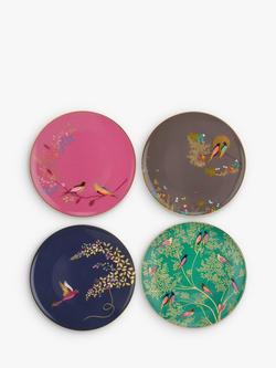 Sara Miller Chelsea Collection Birds Cake Plates, Dia.20cm, Assorted, Set of 4, Assorted