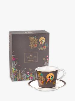 Sara Miller Chelsea Collection Birds Cup and Saucer, 200ml, Grey - view 2, Grey