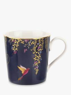 Sara Miller Chelsea Collection Hummingbird Mug, 340ml, Navy, Navy
