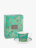 Sara Miller Chelsea Collection Birds Cup and Saucer, 200ml, Green