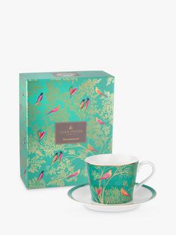 Sara Miller Chelsea Collection Birds Cup and Saucer, 200ml, Green - view 2, Green