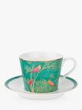 Sara Miller Chelsea Collection Birds Cup and Saucer, 200ml, Green