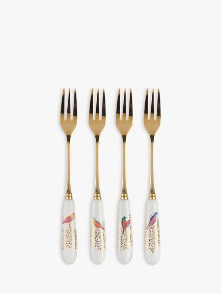 Sara Miller Chelsea Collection Birds Pastry Forks, Assorted, Set of 4, Assorted