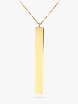 IBB Personalised 9ct Gold Vertical Bar Initial Pendant Necklace, Gold