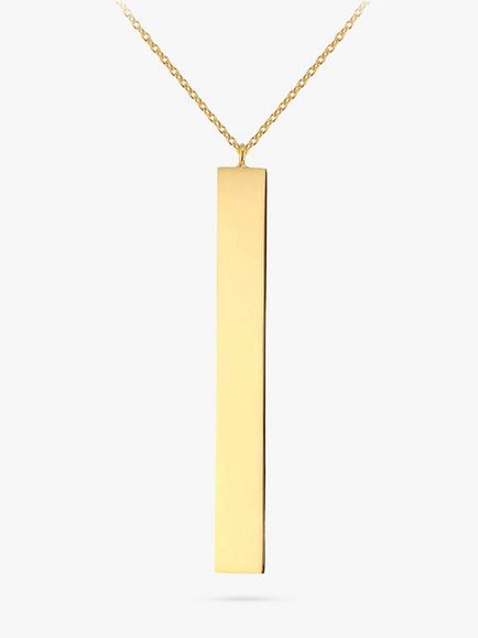 IBB Personalised 9ct Gold Vertical Bar Initial Pendant Necklace, Gold