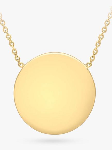 IBB Personalised 9ct Gold Disc Pendant Necklace, Gold, Gold