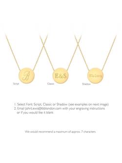 IBB Personalised 9ct Gold Disc Pendant Necklace, Gold - view 2, Gold