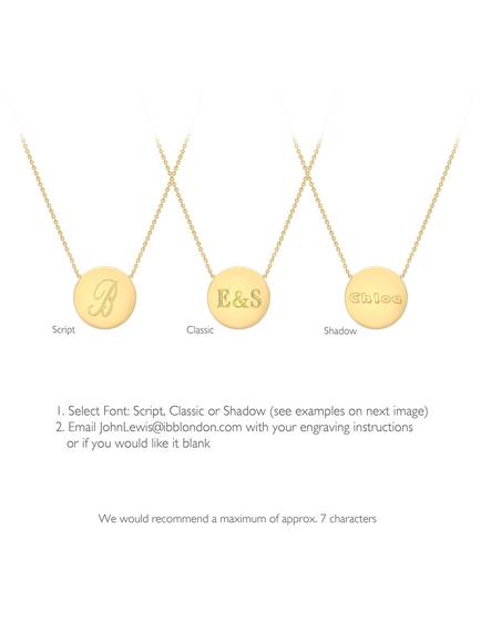 IBB Personalised 9ct Gold Disc Pendant Necklace, Gold - view 2, Gold