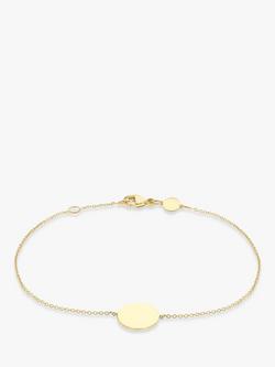 IBB Personalised 9ct Gold Disc Initial Chain Bracelet, Gold