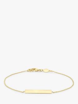 IBB Personalised 9ct Gold Bar Initial Chain Bracelet, Yellow Gold