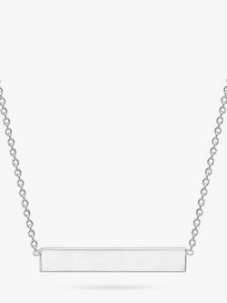 IBB Personalised 9ct Gold Horizontal Bar Pendant Necklace, White Gold