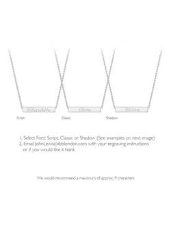 IBB Personalised 9ct Gold Horizontal Bar Pendant Necklace - view 2, White Gold