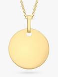 IBB Personalised 9ct Gold Disc Initial Pendant Necklace