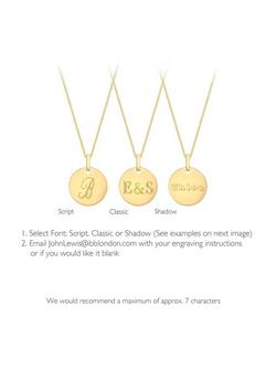 IBB Personalised 9ct Gold Disc Initial Pendant Necklace - view 2, Yellow Gold