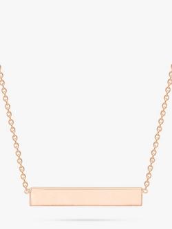 IBB Personalised 9ct Gold Horizontal Bar Pendant Necklace, Rose Gold
