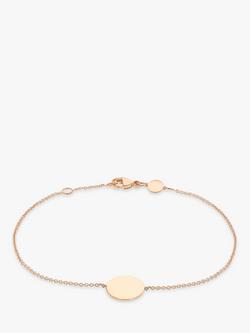 IBB Personalised 9ct Gold Disc Initial Chain Bracelet, Rose Gold