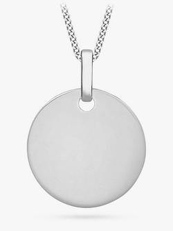 IBB Personalised 9ct Gold Disc Initial Pendant Necklace, White Gold