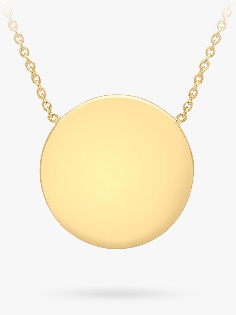 Product image 1 of 7, which shows IBB Personalised Round Disc Pendant Necklace, Gold
