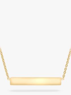 IBB Personalised Small Horizontal Bar Pendant Necklace, Gold