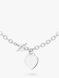 IBB Personalised Sterling Silver Heart Link Necklace, Silver, Silver