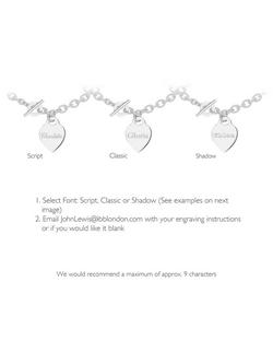 IBB Personalised Sterling Silver Heart Link Necklace, Silver - view 2, Silver