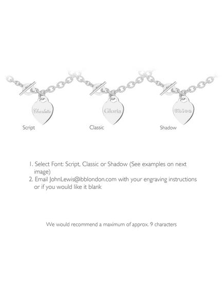 IBB Personalised Sterling Silver Heart Link Necklace, Silver - view 2, Silver
