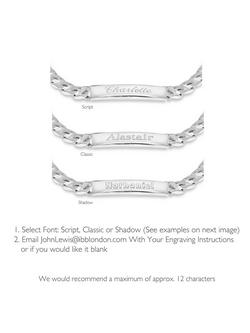 IBB Personalised Sterling Silver ID Curb Chain Bracelet, Silver - view 2, Silver