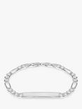 IBB Personalised Sterling Silver ID Figaro Chain Bracelet, Silver