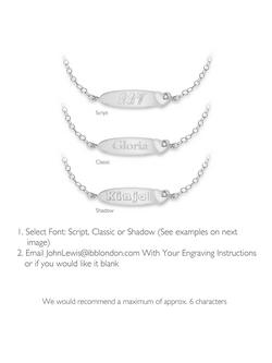 IBB Personalised Sterling Silver Children's ID and Cubic Zirconia Heart Bracelet, Silver - view 2, Silver