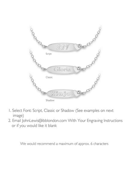 IBB Personalised Sterling Silver Children's ID and Cubic Zirconia Heart Bracelet, Silver - view 2, Silver