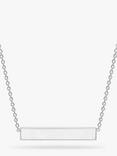 IBB Personalised Small Horizontal Bar Initial Pendant Necklace, Silver