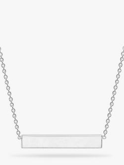 IBB Personalised Small Horizontal Bar Initial Pendant Necklace, Silver, Silver