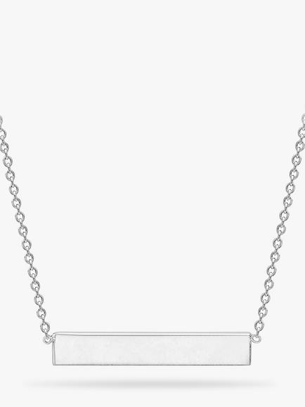 IBB Personalised Small Horizontal Bar Initial Pendant Necklace, Silver, Silver