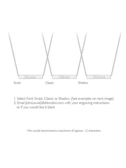 IBB Personalised Small Horizontal Bar Initial Pendant Necklace, Silver - view 2, Silver