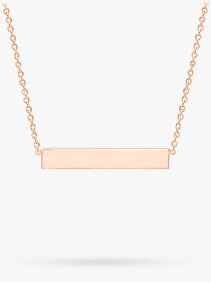 IBB Personalised Small Horizontal Bar Pendant Necklace, Rose Gold