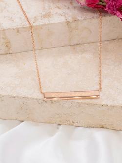 IBB Personalised Small Horizontal Bar Pendant Necklace - view 2, Rose Gold