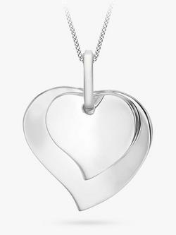 IBB Personalised Sterling Silver Double Heart Necklace, Silver, Silver