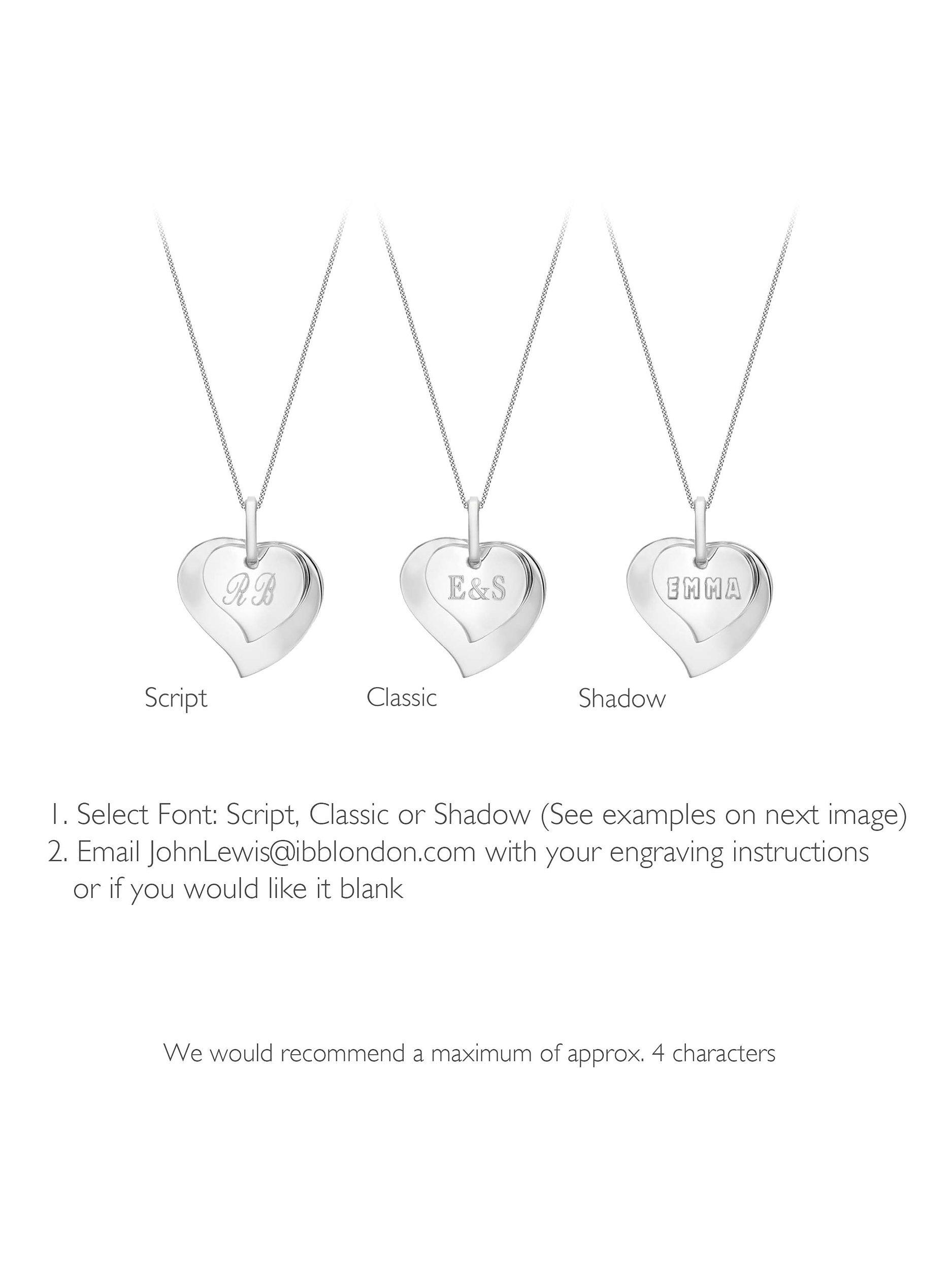 IBB Personalised Sterling Silver Double Heart Necklace, Silver