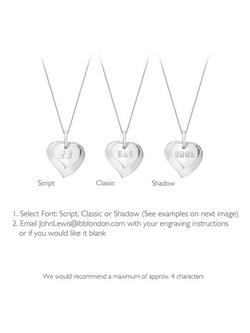 IBB Personalised Sterling Silver Double Heart Necklace, Silver - view 2, Silver