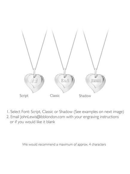 IBB Personalised Sterling Silver Double Heart Necklace, Silver - view 2, Silver
