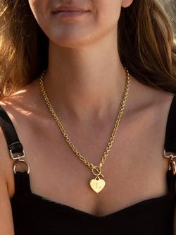 IBB Personalised Chunky Chain Heart Necklace, Gold - view 2, Gold