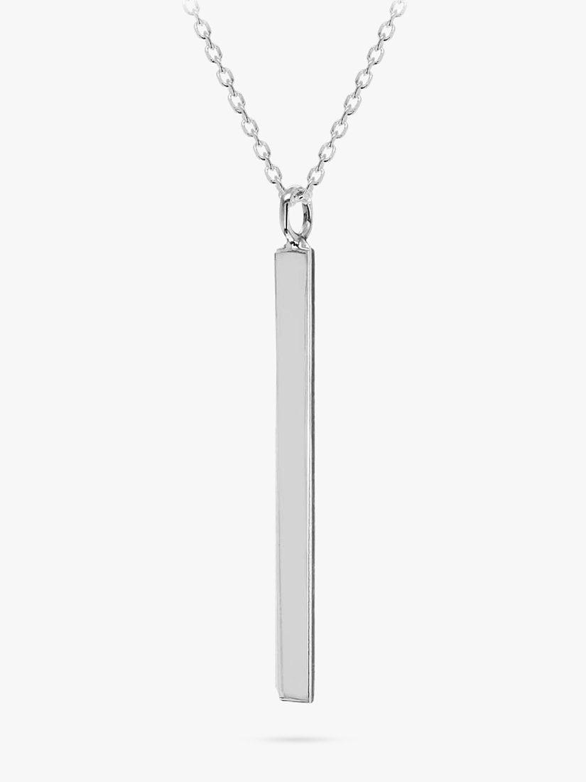 IBB Personalised Vertical Bar Initial Pendant Necklace, Silver