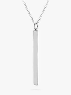 IBB Personalised Vertical Bar Initial Pendant Necklace, Silver