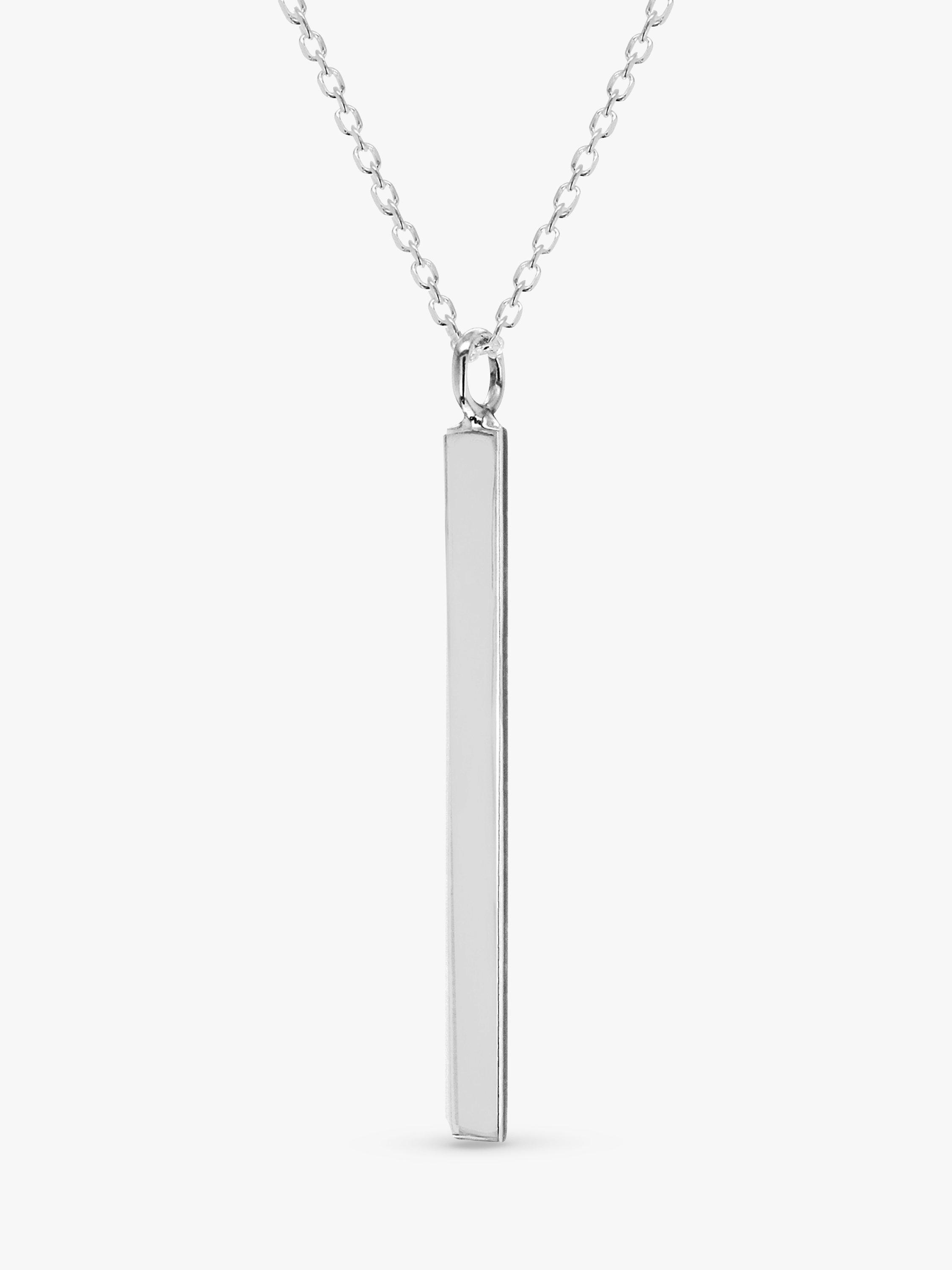 IBB Personalised Vertical Bar Initial Pendant Necklace, Silver