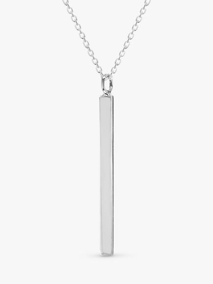 IBB Personalised Vertical Bar Initial Pendant Necklace - view 2, Silver