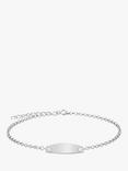 IBB Personalised Sterling Silver Children's Oval ID Belcher Bracelet, Silver