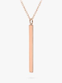 IBB Personalised Vertical Bar Initial Pendant Necklace, Rose Gold