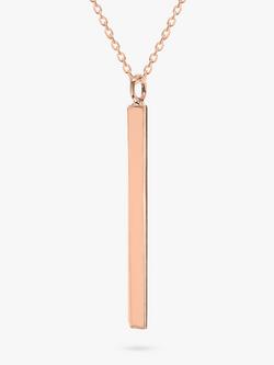 IBB Personalised Vertical Bar Initial Pendant Necklace - view 2, Rose Gold