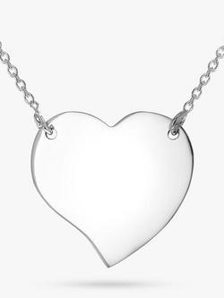 IBB Personalised Sterling Silver Drawn Heart Necklace, Silver, Silver